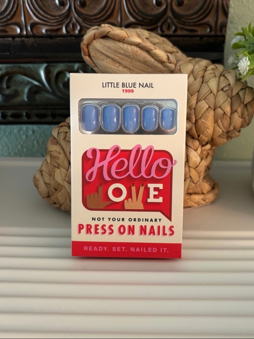 Hello Love Little Blue Nail Press On Nails